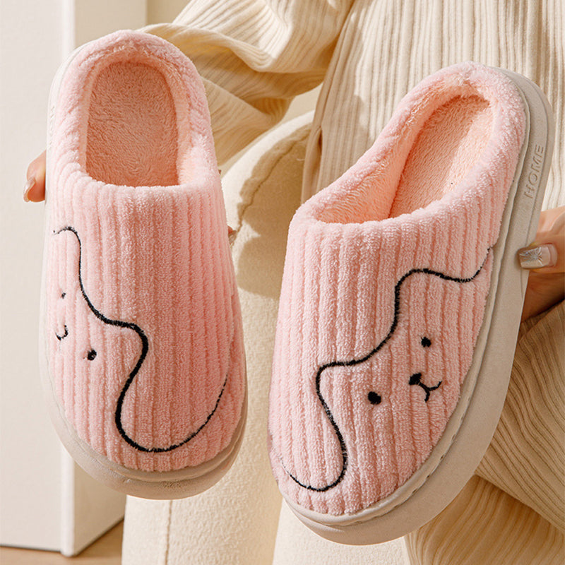 Striped Cat Plush Indoor Slippers Non-Slip Winter Warm House Shoes for Women & Men | Mordenstore rj8m7q-57