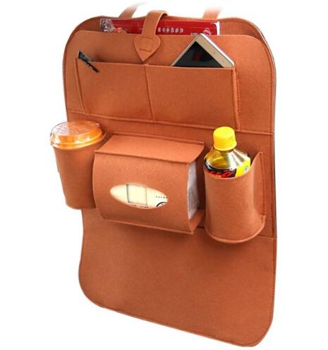 Brown car organizer with cup holders and phone pocket on a white background, mordenstore. 