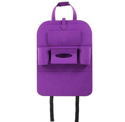 Purple car seat organizer with storage pockets on a white background, mordenstore. 