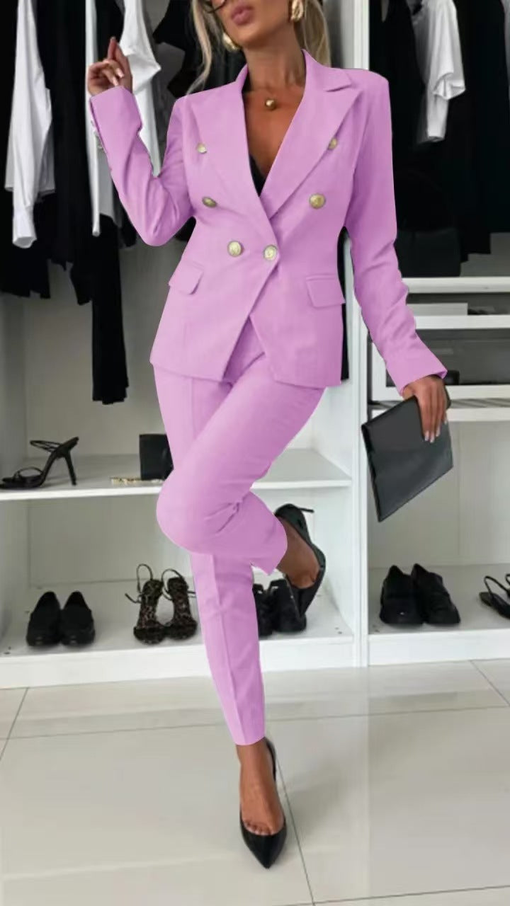 Women Slim Double Breasted Blazer Suit Set Formal Mordenstore rj8m7q-57
