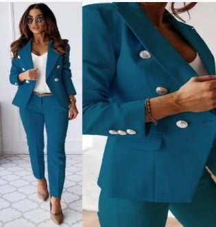 Women Slim Double Breasted Blazer Suit Set Formal Mordenstore rj8m7q-57