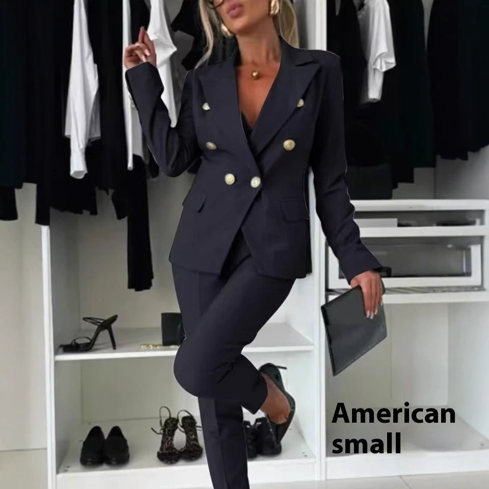 Women Slim Double Breasted Blazer Suit Set Formal Mordenstore rj8m7q-57