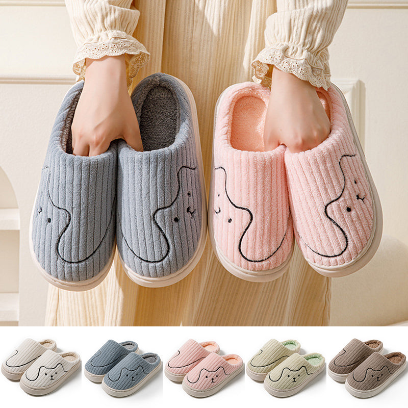 Striped Cat Plush Indoor Slippers Non-Slip Winter Warm House Shoes for Women & Men | Mordenstore rj8m7q-57