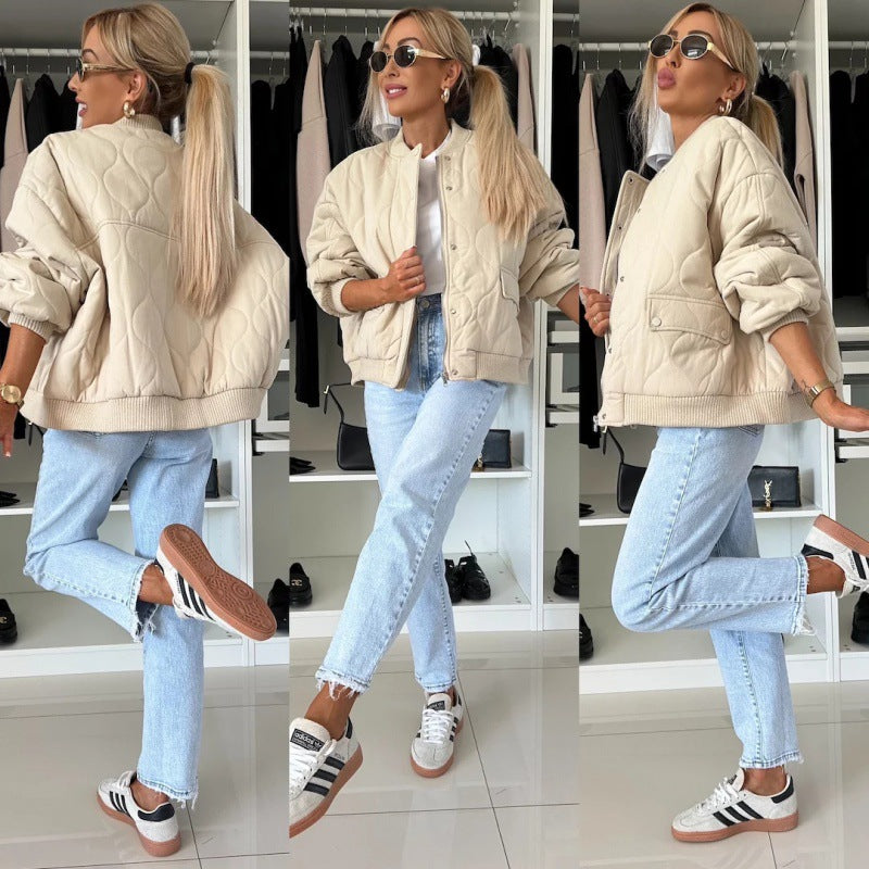 Women’s Winter Stitched Jacket with Buckle | Chic Casual Long Sleeve Coat | mordenstore rj8m7q-57