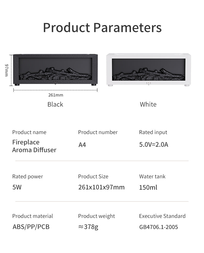 Fireplace Simulation Flame Aromatherapy Machine | LED Flame Effect Essential Oil Diffuser & Humidifier | mordenstore rj8m7q-57