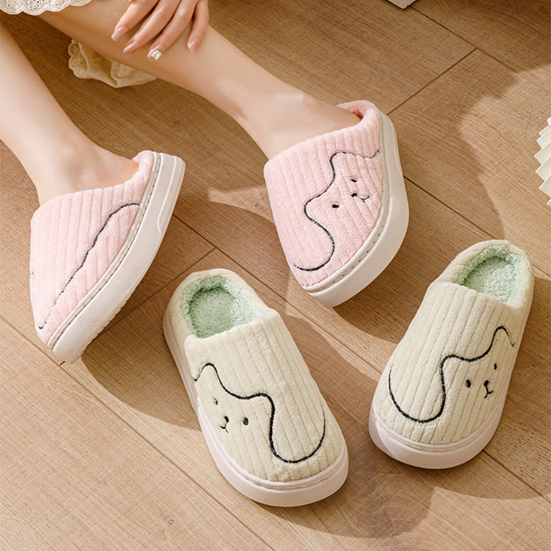 Striped Cat Plush Indoor Slippers Non-Slip Winter Warm House Shoes for Women & Men | Mordenstore rj8m7q-57