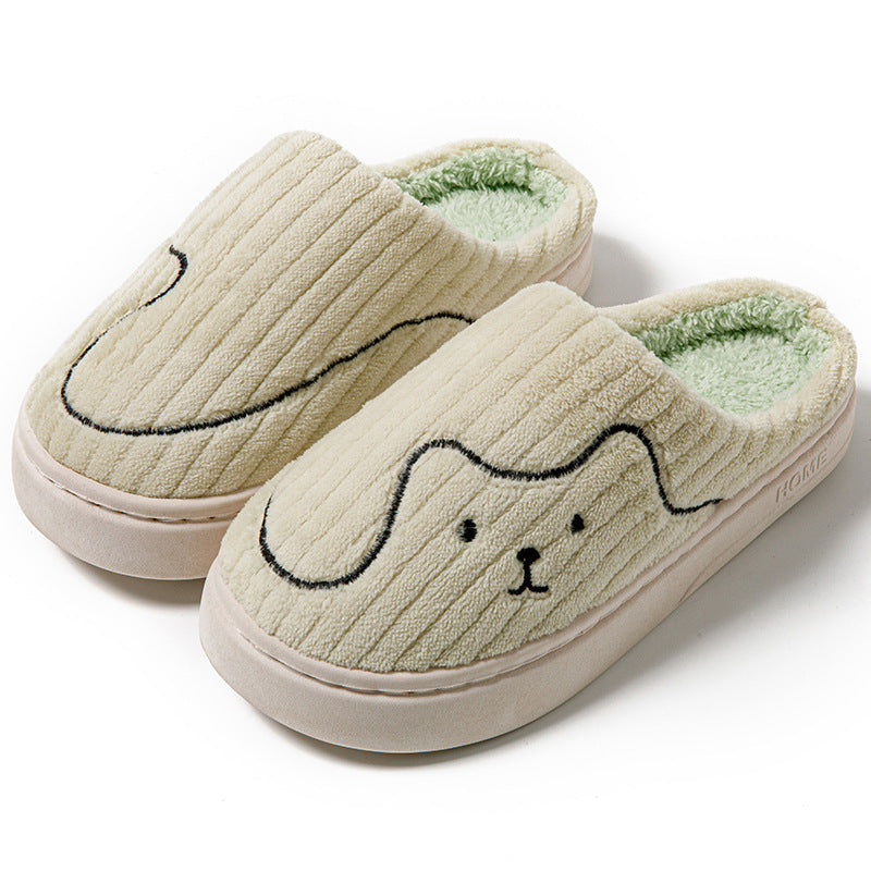Striped Cat Plush Indoor Slippers Non-Slip Winter Warm House Shoes for Women & Men | Mordenstore rj8m7q-57