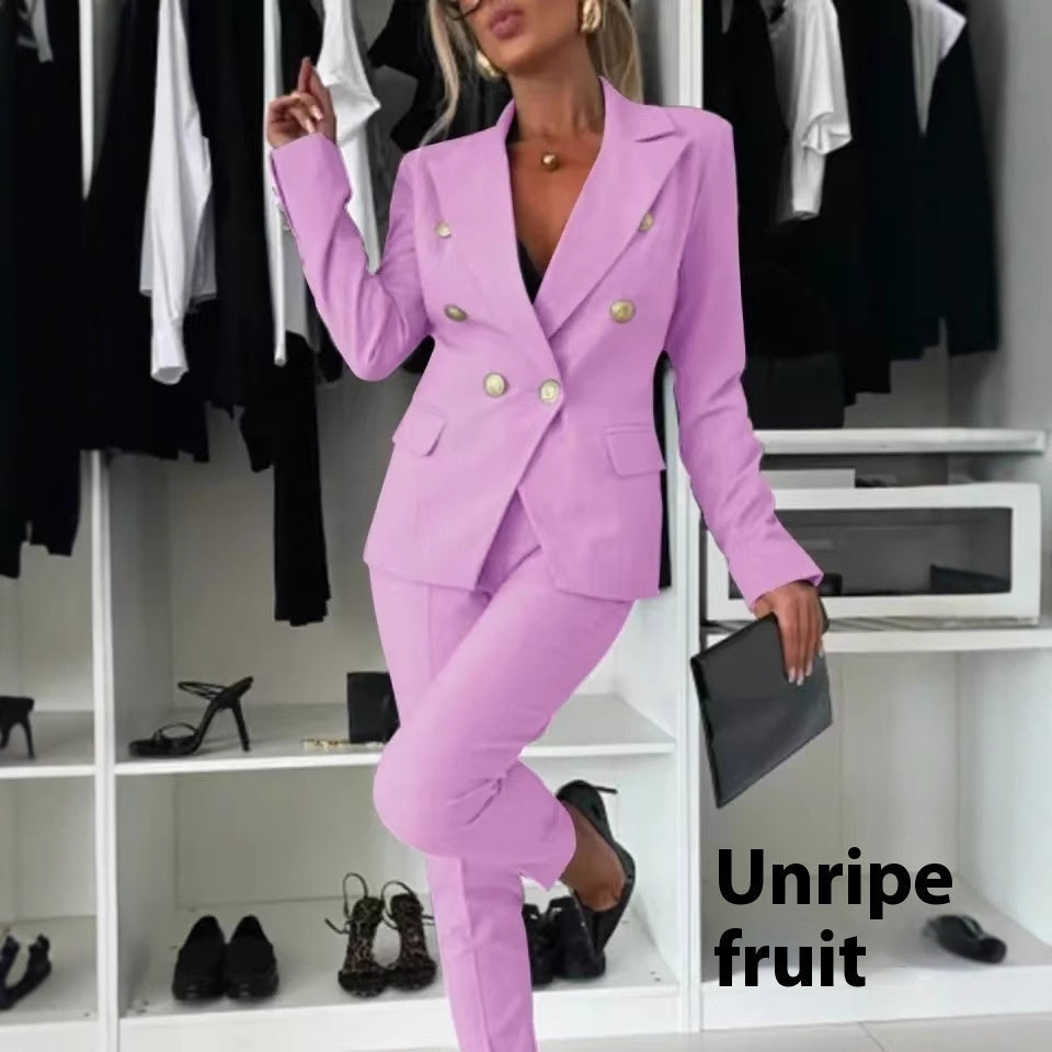 Women Slim Double Breasted Blazer Suit Set Formal Mordenstore rj8m7q-57