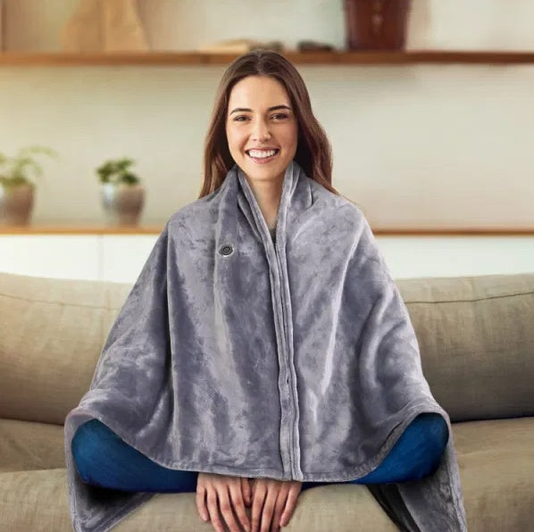 USB Heated Blanket Poncho Shawl Wrap with Zipper, Washable Electric Throw for Home & Office – Mordenstore rj8m7q-57