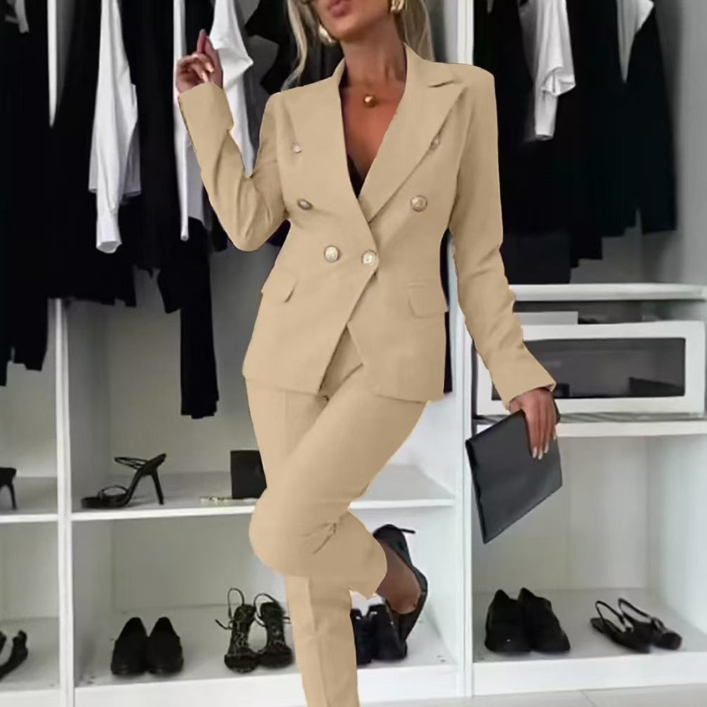 Casual Blazer Suit Slim Lapel Double-breasted Jacket And Zip-up Trousers Women's Clothing rj8m7q-57
Mordenstore
