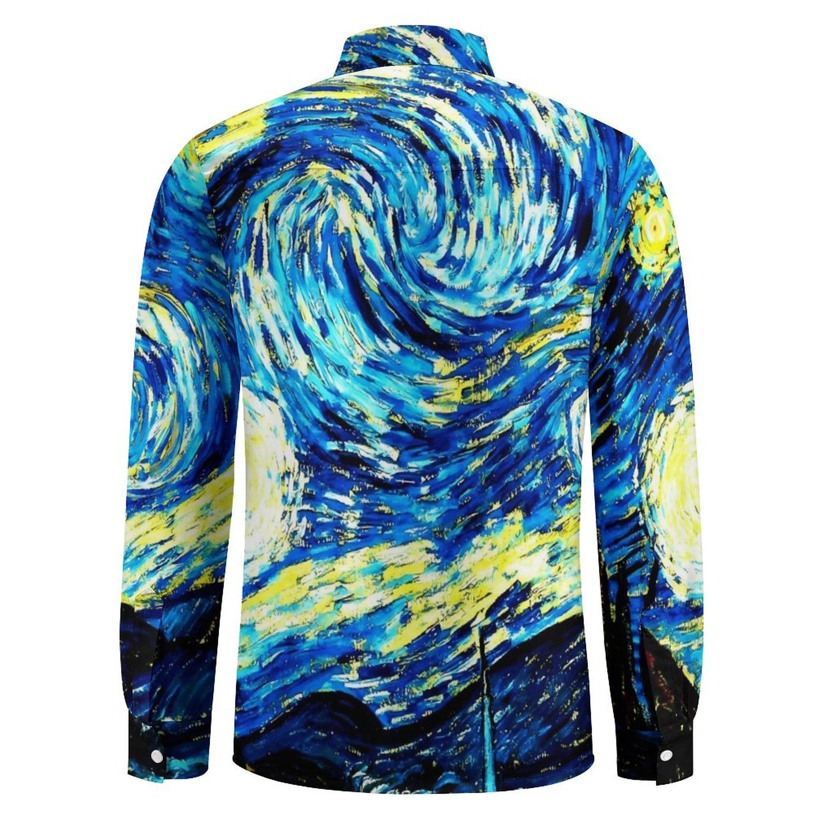 Long-sleeve shirt with a Van Gogh 'Starry Night' design on a white background