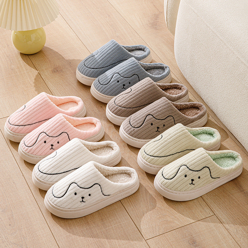 Striped Cat Plush Indoor Slippers Non-Slip Winter Warm House Shoes for Women & Men | Mordenstore rj8m7q-57