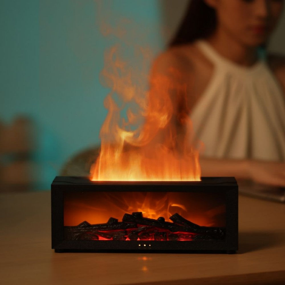 Fireplace Simulation Flame Aromatherapy Machine | LED Flame Effect Essential Oil Diffuser & Humidifier | mordenstore rj8m7q-57