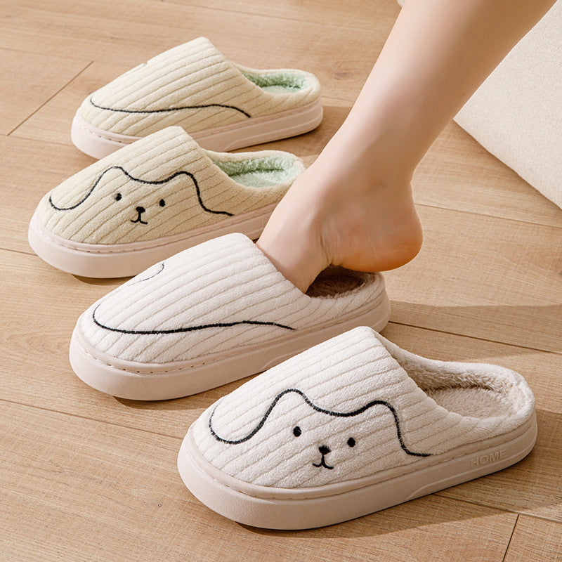 Striped Cat Plush Indoor Slippers Non-Slip Winter Warm House Shoes for Women & Men | Mordenstore rj8m7q-57
